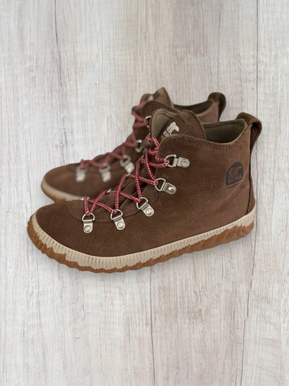 Sorel Out N About Plus NY3992-206 Mid Waterproof Suede Boots Brown Women's 5